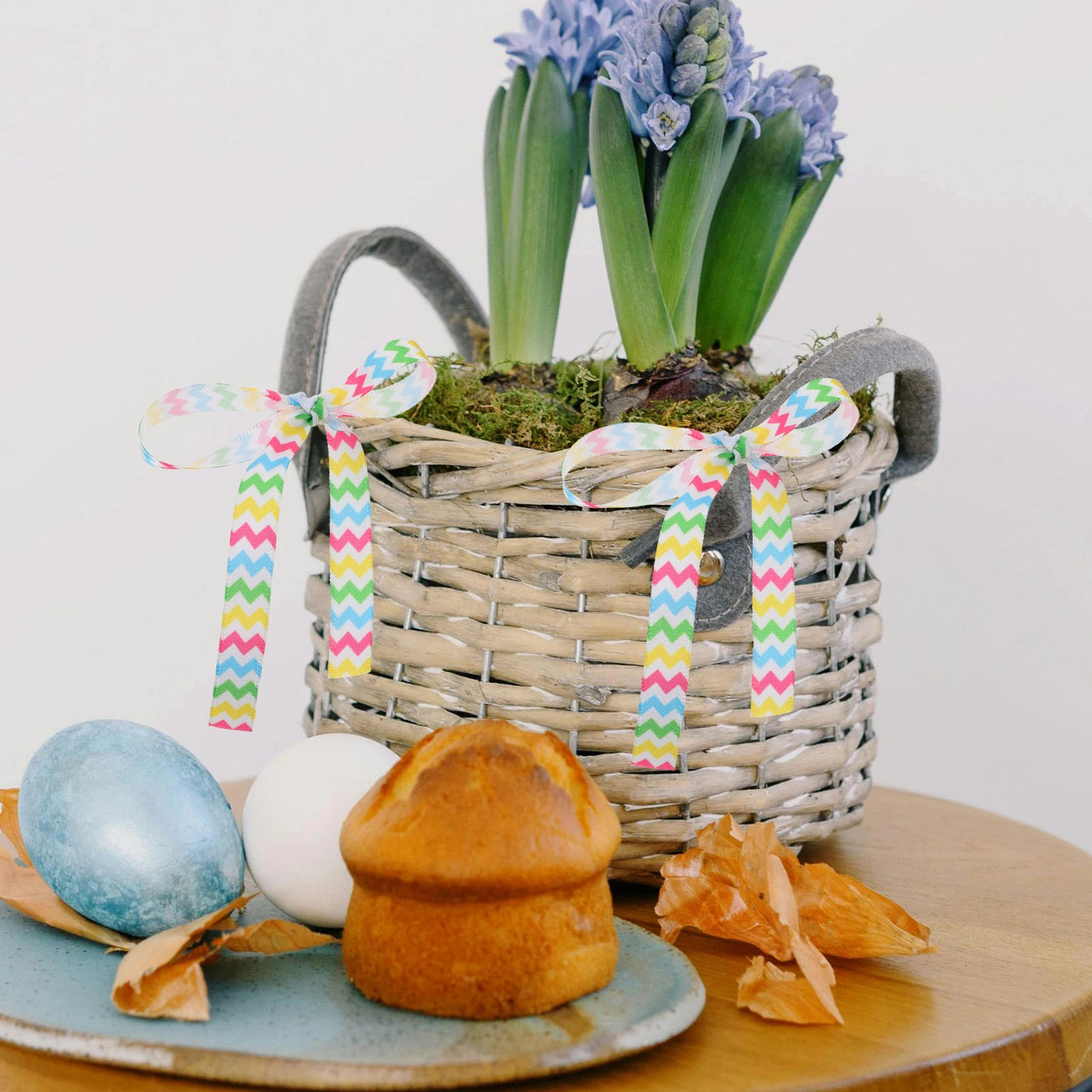 

Easter Ribbon 4 Rolls Unique Flower Packaging Rib s Polyester DIY Wrapping Colored Ribbons Gift Supplies Decorative Spring