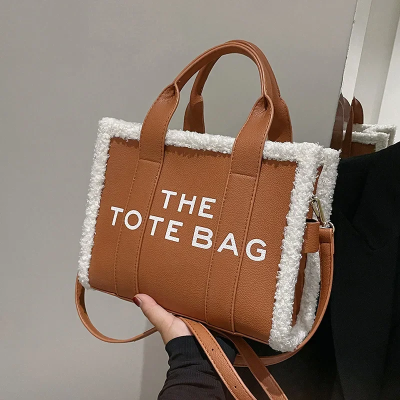 Tote Bag for Women Winter Designer Lamb Wool PU Fashion Letters Handbags Women's Luxury Shoulder Crossbody Bags Handbag Totes