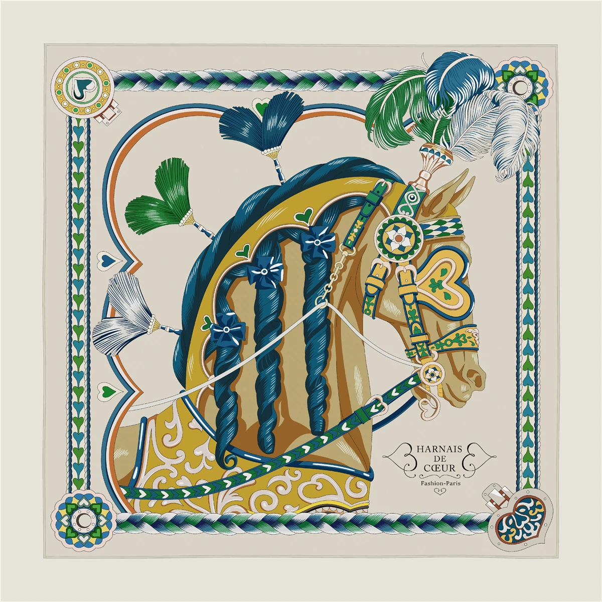 

Horse Head Silk Cashmere Scarf 110CM Luxury Herms Rollerd Shawls Women Winter Square Bandanas Mother Christmas Gift