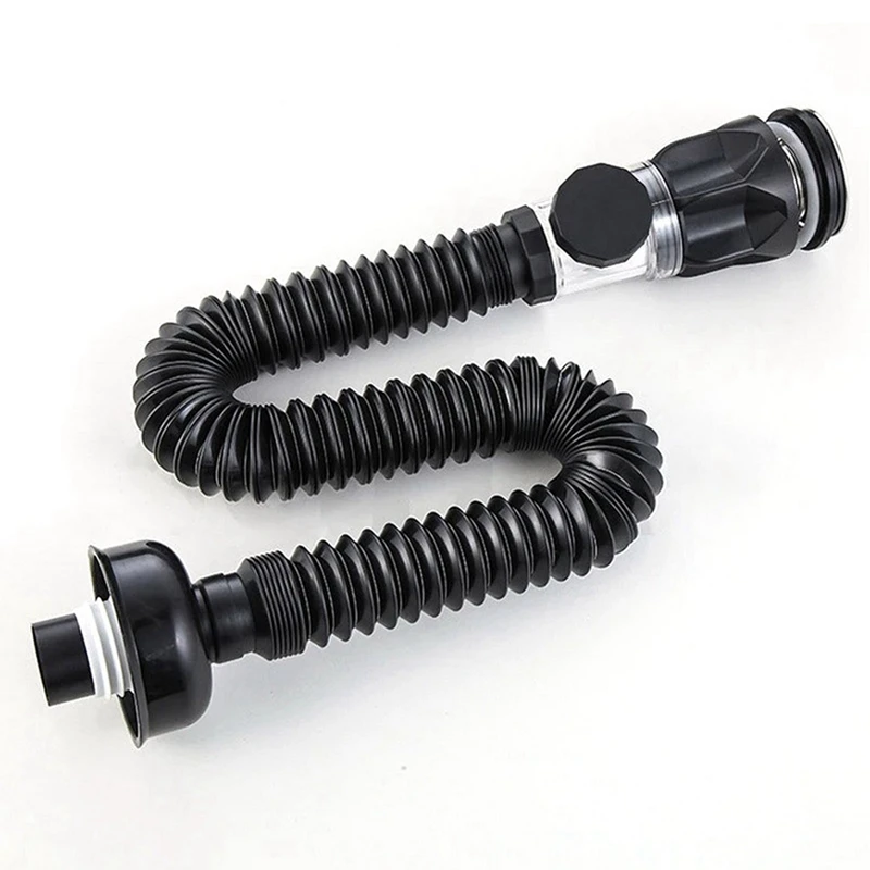 2 Piece Flip-Top Kitchen Sink Drain Black ABS Flexible Downspout Bathroom Sink Anti Clogging