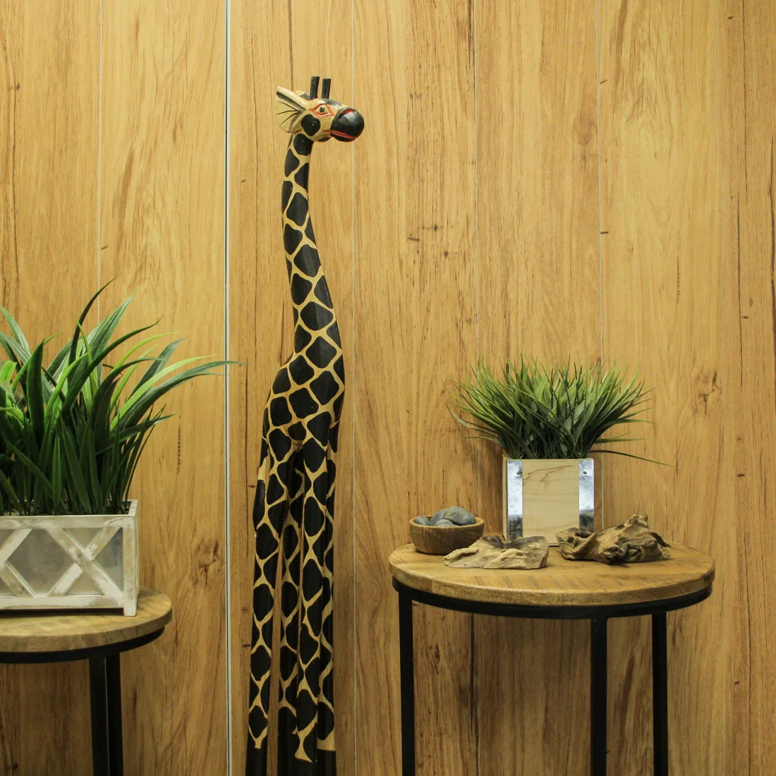 Hand-Carved 36-Inch Wooden Giraffe Sculpture – Natural Brown Finish, Artisan-Made Safari Decor for Living Room, Bedroom or Entry view 7