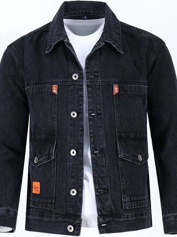 

Мужская джинсовая куртка свободного кроя для осени и зимы, классическая ретро-модель, модная, с длинными рукавами, воротником и пуговицами, однотонная