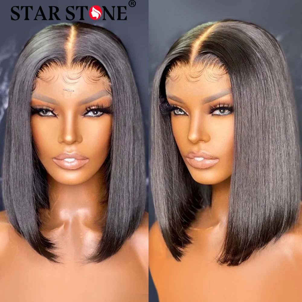 Straight 8X5 Glueless Wigs Ready To Wear Short Bob Wigs Human Hair Glueless Preplucked Human Wigs Ready To Go HD Lace Wig 180%