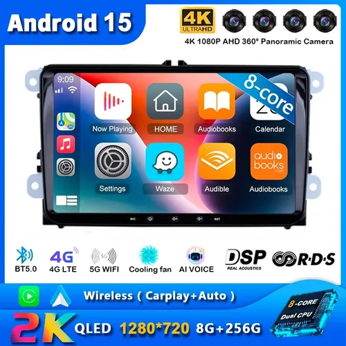 Reproductor Multimedia de Radio para coche Android 15, 2Din, para VW/Volkswagen/Golf/Polo/Tiguan/Passat/b7/b6/SEAT/leon/Skoda/Octavia GPS 4G + WiFi