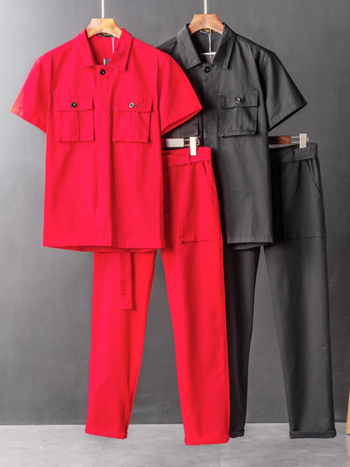 

Loose Fit ort Sve Outfit for Men And Women Casual Summer Travel Wear Big Red Performance Costume Couple Set Youth Sle