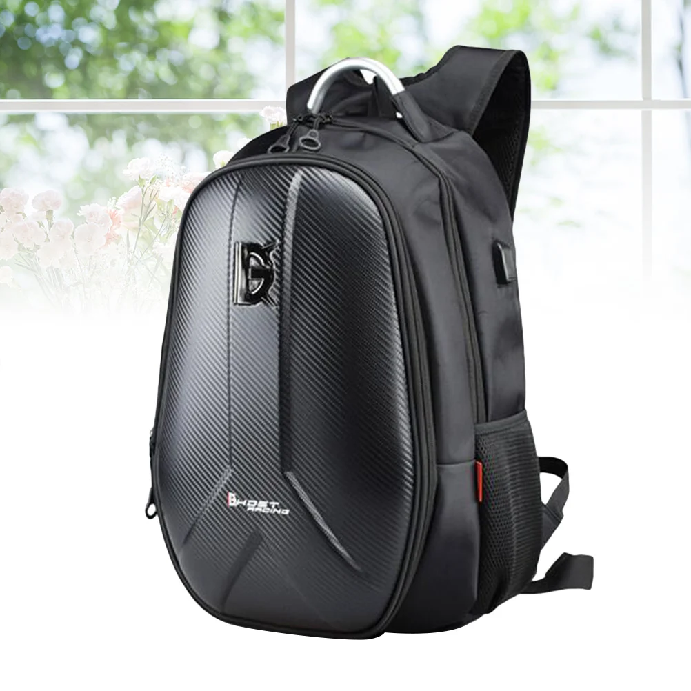 

15 Inch Large Capacity Motorcycle Riding Backpack Carbon Fiber Hard shell Packsack Motorbike Travel Computer Bag (Black)