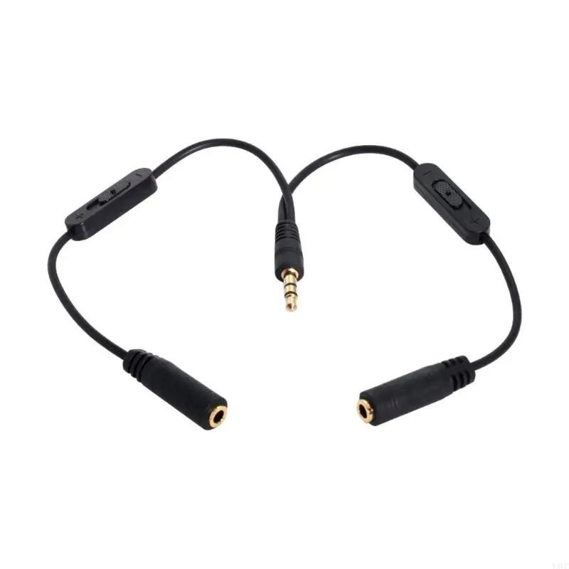3.5mm Male to Double Female Auditory Cord Y Splitter Cable Line for Media Player