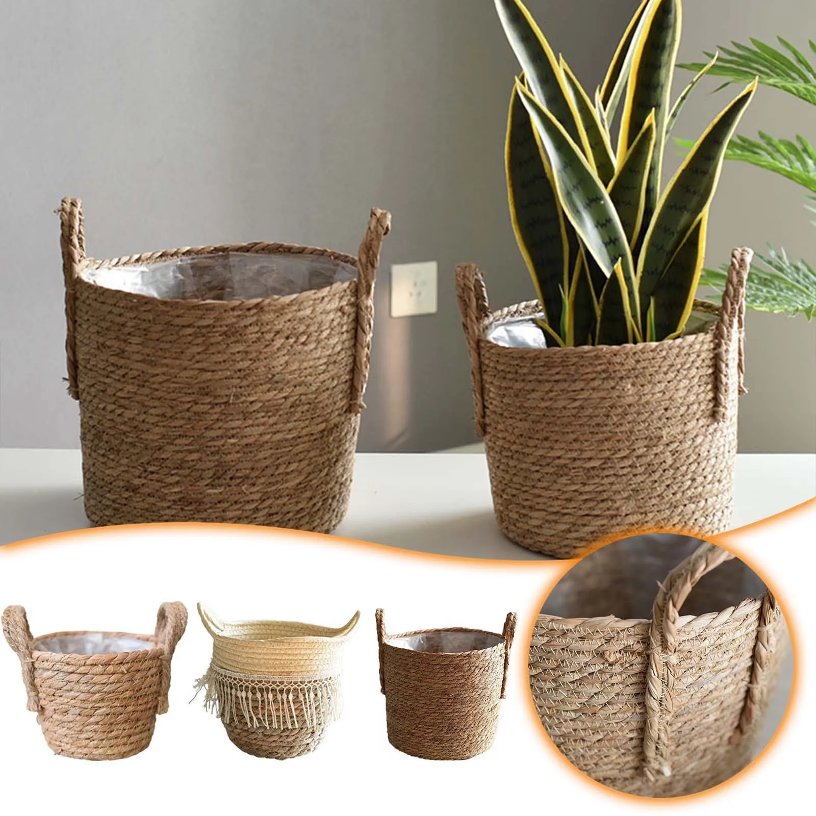 Woven Flower Pots Extra Large Potted Green Flower Woven Floor To Ceiling Indoor Bonsai Variety Pack Large