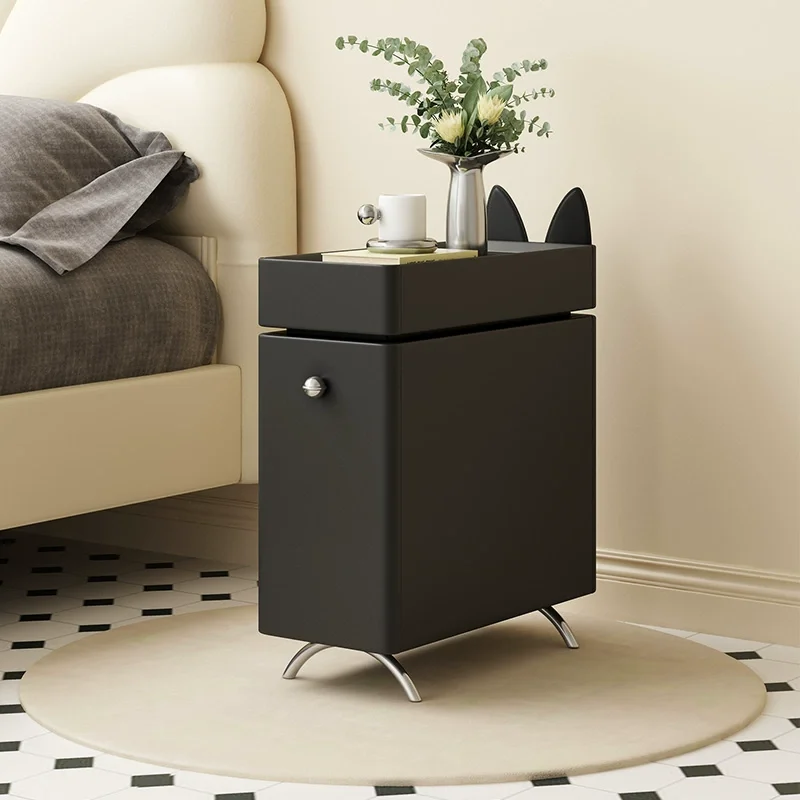 Solid wood bedside table Modern minimalist Italian minimalist installation-free paint locker design Bedroom