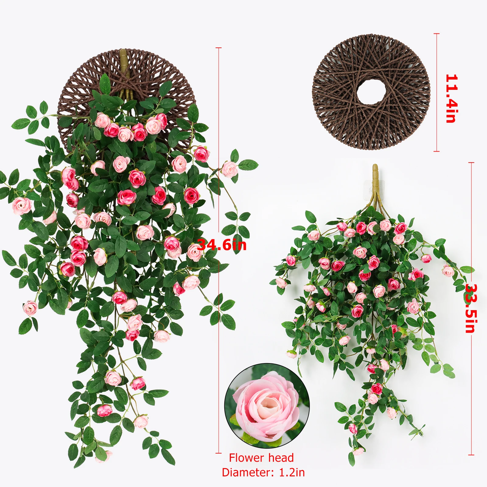 Artificial flowers Plants Green Lvy Leaves Hanging flower Rose Vine  Home Wedding Garden Decoration DIY Hanging Wall Silk Flower