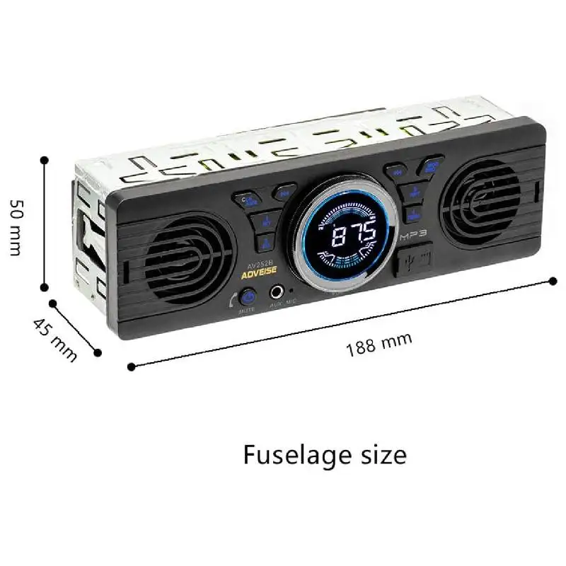 

12VAV252 Car SD Card MP3 Audio Radio 12V With Bluetooth Host Speakers Built-in Speakers