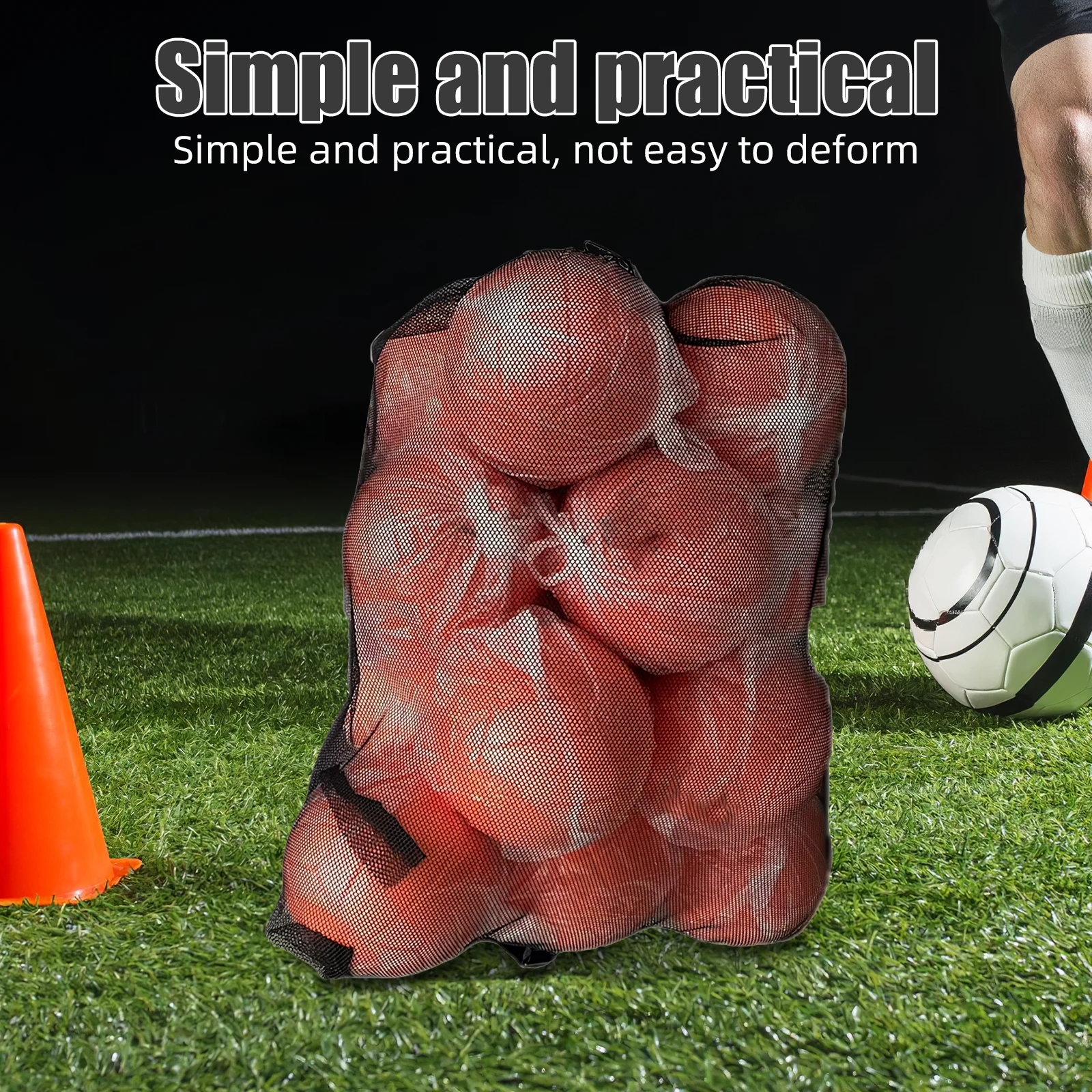 

Sports Ball Storage Bag Football Juggling Net One Shoulder Black Chemical Fiber