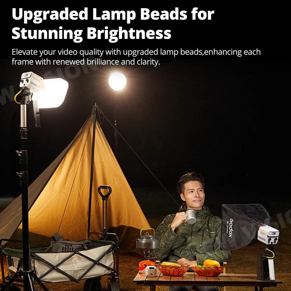 Godox ML60II BI 2800K -6500K LED-videolamp Stille modus Draagbare helderheidsaanpassing Ondersteuning Li-ion Outdoor LED Verbeterde lamp