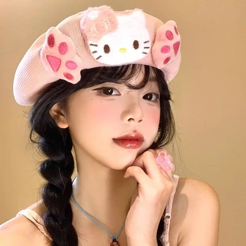لطيف شخصية كرتونية مرحبا كيتي قبعة مختارة رقيقة تنفس واقية من الشمس Kawaii الإبداعية تنوعا الرسام قبعة هدية عيد