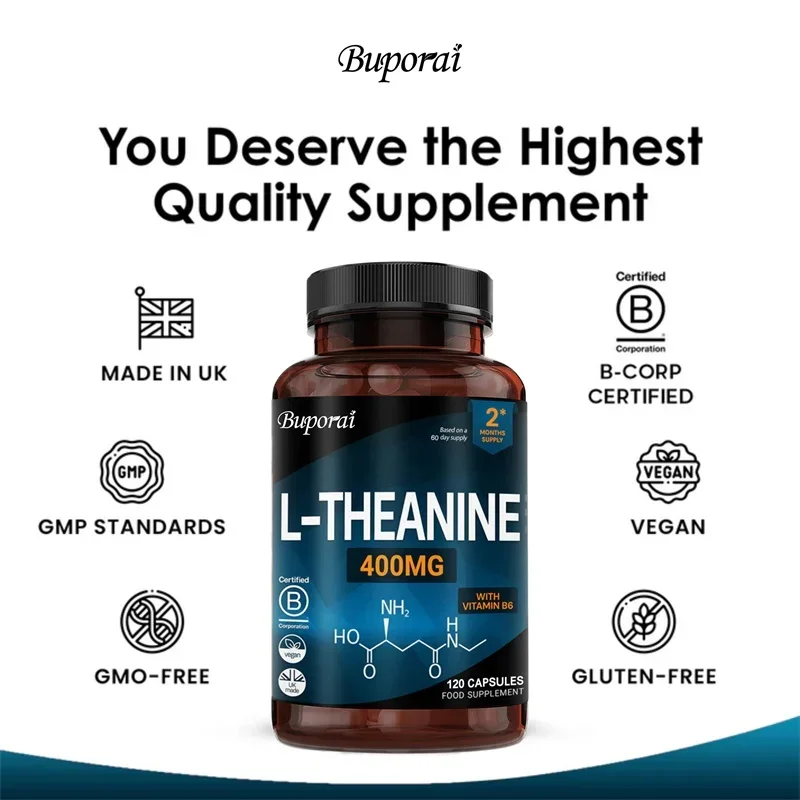 L-Theanine 400 ملغ - يقلل من التعب ويعزز إنتاج الطاقة، ويساعد على الاسترخاء، ويخفف التوتر والجهاز العصبي #4