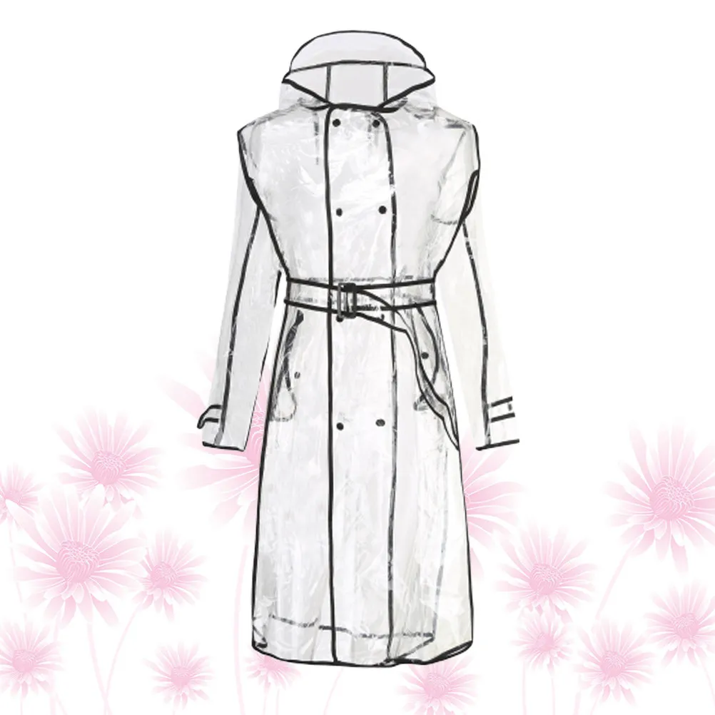 

Elegant Transparent Raincoat for Women Hooded Mid-Length Lightweight Waterproof Quick-Dry Rain Jacket Fashionable Packable