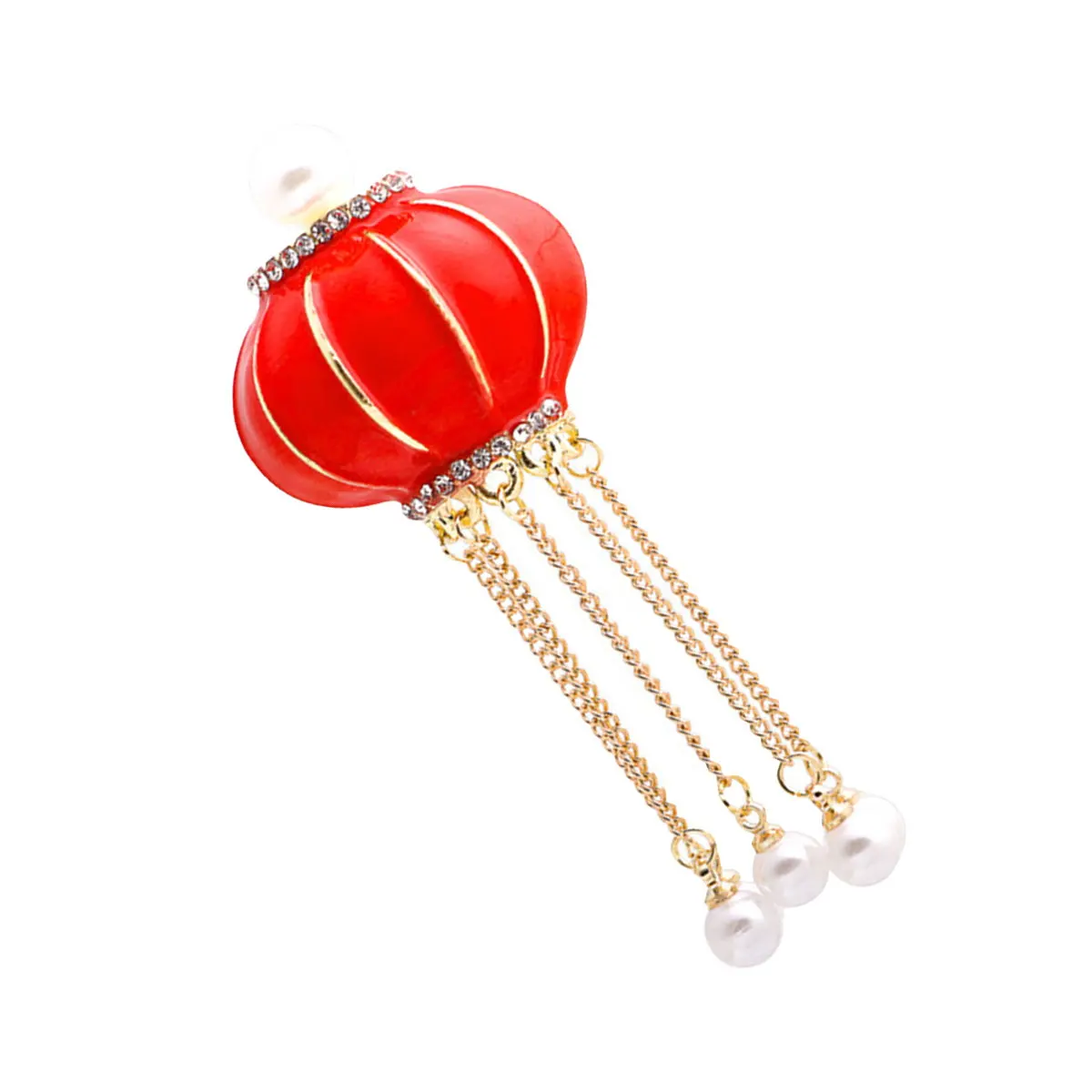 Red Lantern Brooch Pin Alloy Women Brooch Elegant Chinese Retro Design Clothes Bag Sweater Dress Shirt Hat Scarf Shawl