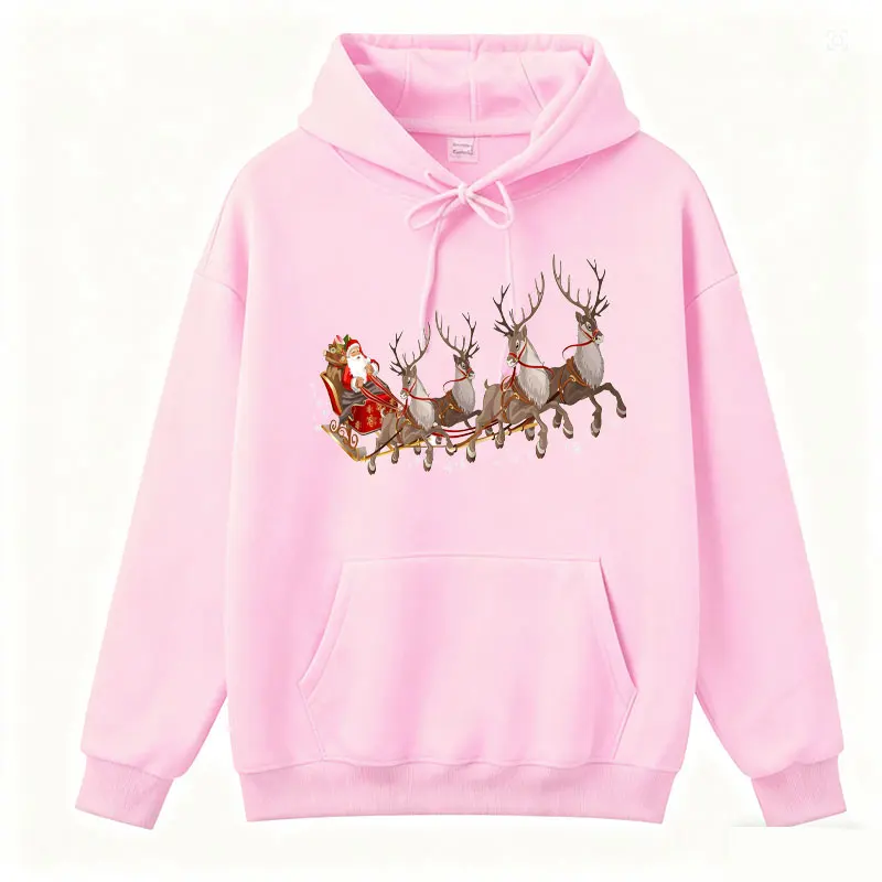 Christmas Reindeer Sweatshirt Reindeer Sweater Santa's Reindeer Sleigh Hoodies Christmas Family Matching Pajama Matching Top