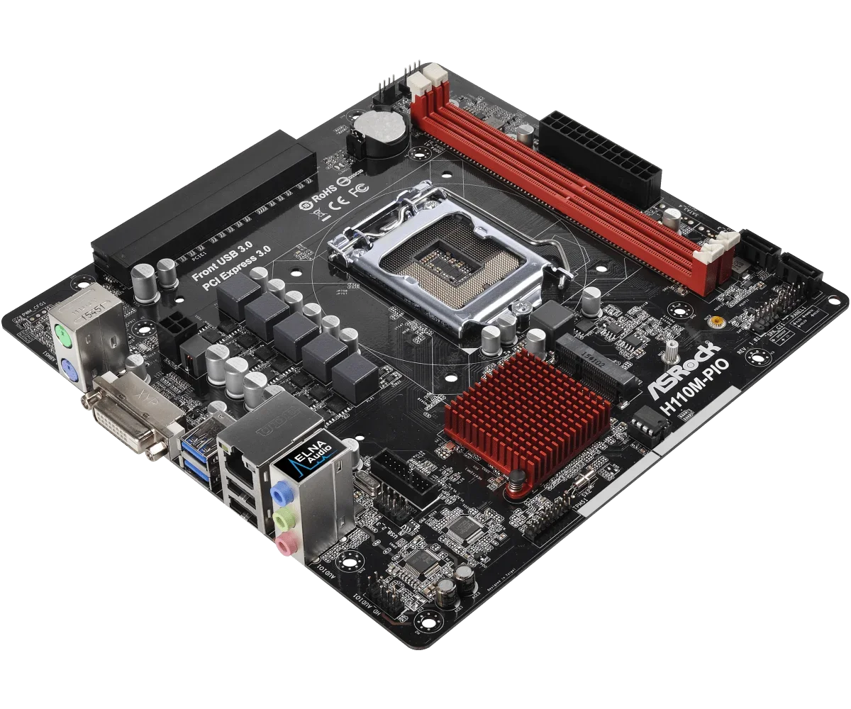 База Placa ASROCK H110M-PIO LGA 1151 Intel H110 DDR4 32G, совместимая с процессором 6100 6400 7300 7700 7100 6500 G4600 7600 uDTX