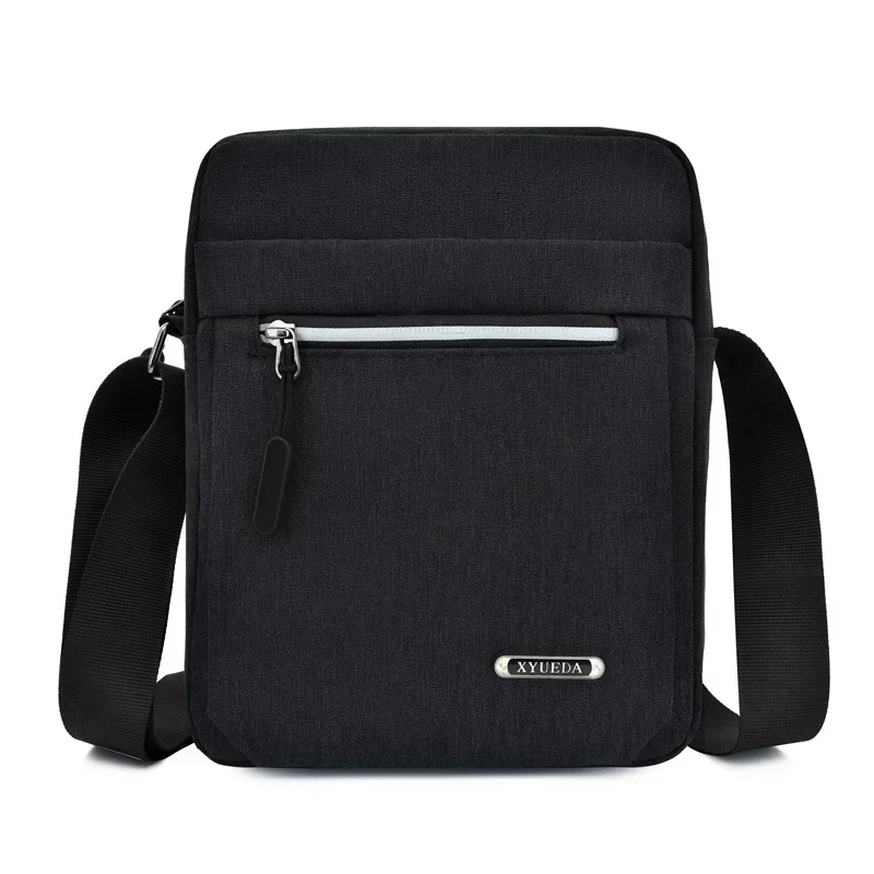 Men\'s Business Casual Shoulder Bag Oxford Cloth Zipper Simplicity Sling Bag Vertical Square Diagonal Mobile Phone Crossbody Bag