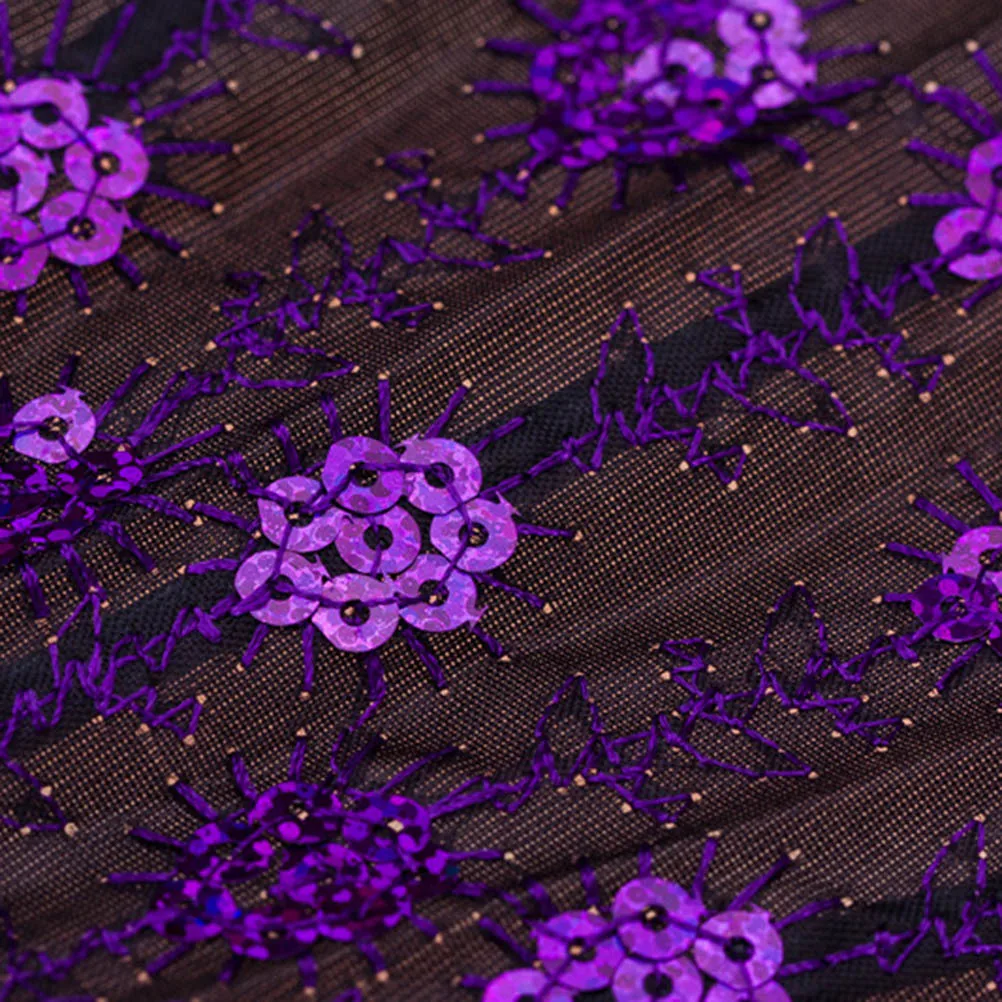 

Stylish Folding Hand Fan with Well-Decorated Sequin Perfect for Performance Stage Show and Daily Use Purple Folding Fan