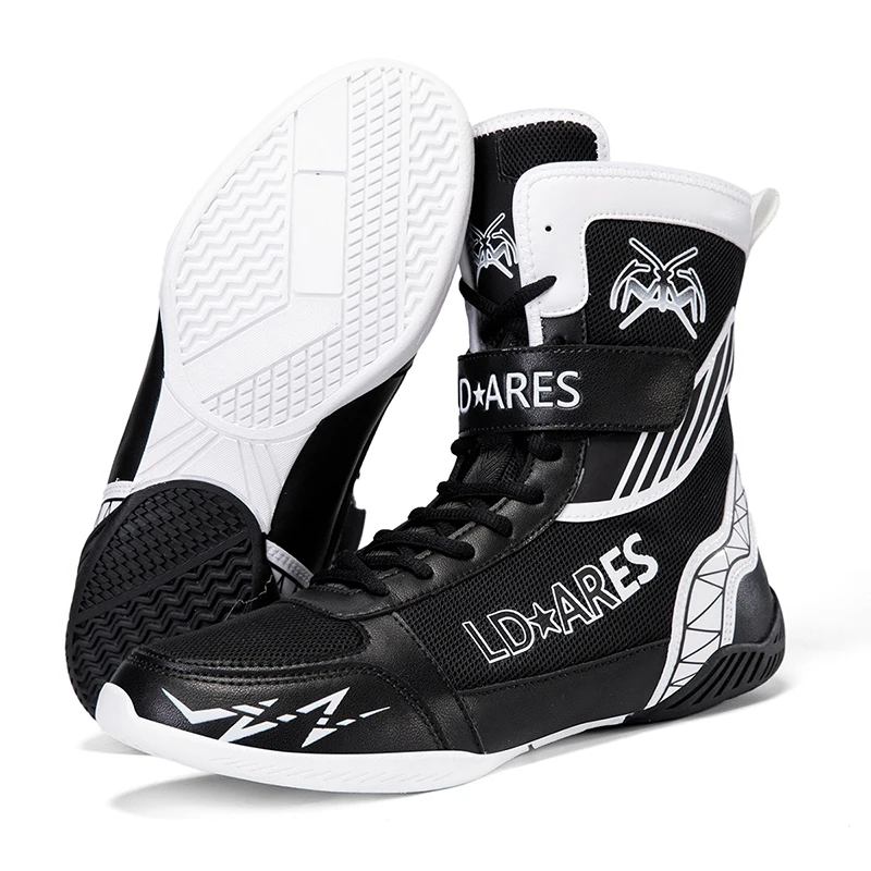 

Professional Wrestling Shoes for Men Lightweight Male Boxing Training Sneakers Large Size Black White Big Size