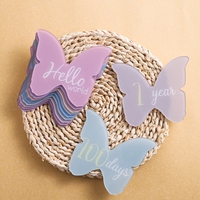 14Pcs Baby Number Commemorate Milestone Cards Acrylic 1-12 Monthly Butterfly Newborn Photography Accessories Birthing Gift