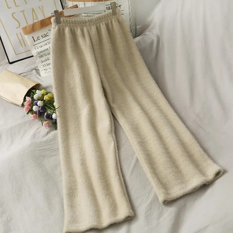 Velo di visone Gamba larga Autunno e inverno Pile ispessito Drappo a vita alta che fornisce un effetto dimagrante casual mentre i pantaloni CQ138