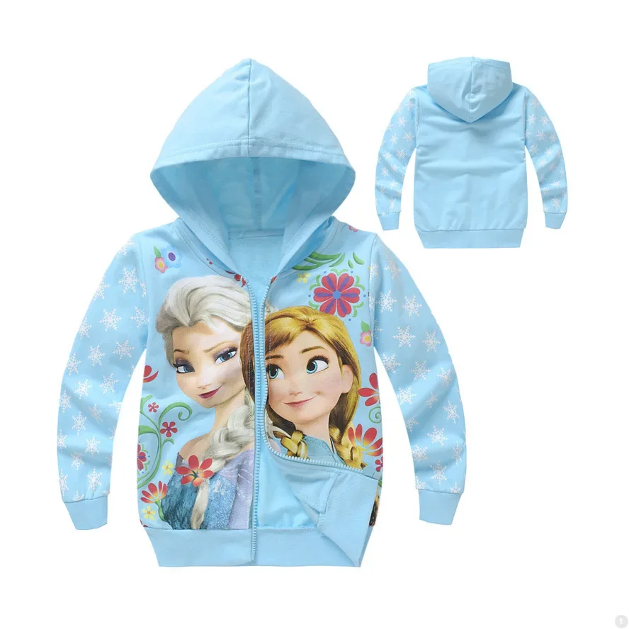 Frozen Anna Elsa Print Hoodies Baby Girls Sweatshirt Long Sleeve Kids Clothes Jacket Coat Spring Autumn Children Hooded Outwear