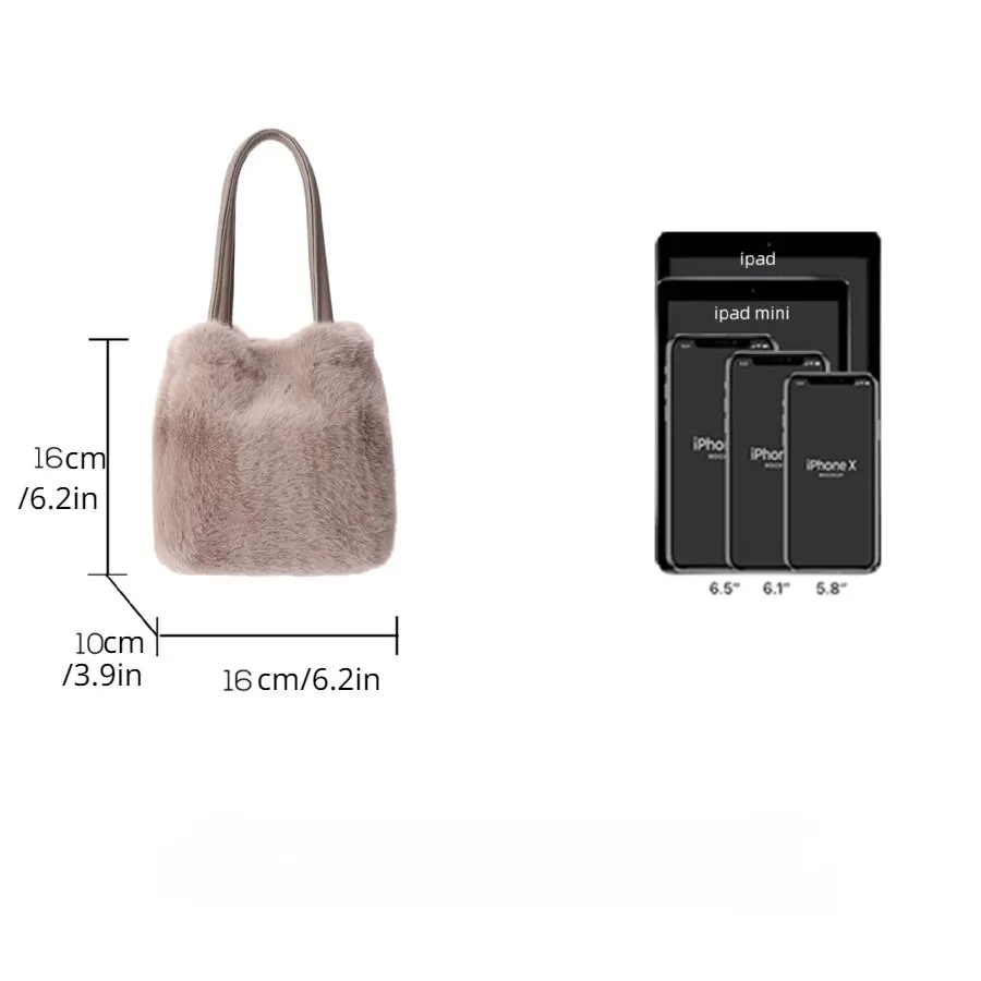 Faux Fur Fashion Small Handbag Women Classic Designer Shoulder Bags Leather PU Crossbody Bag for Women Messenger Bag Female