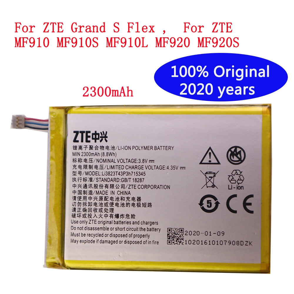 

2300mAh LI3823T43P3h715345 Original Battery For ZTE Grand S Flex / For ZTE MF910 MF910S MF910L MF920 MF920S Battery