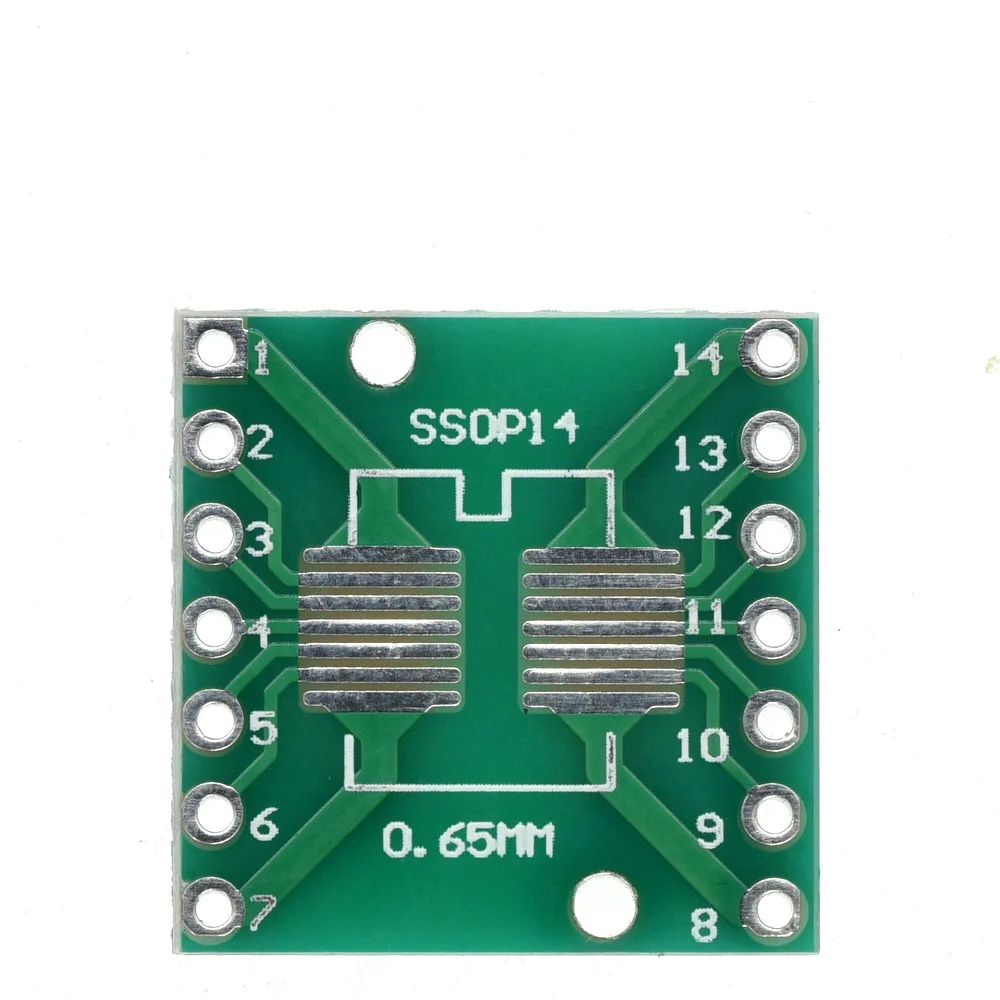 10-100PCS SOP14 SSOP14 TSSOP14 to DIP14 Adapter Board 0.65/1.27mm Pitch SMD to Dual In-Line PCB Converter for IC Prototyping