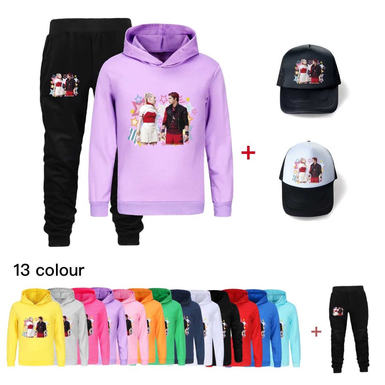 

Spring Autumn zombies4 Cartoon Clothing Set Boys Girls Hoodie Tracksuit Hooded T-Shirt Suit Children Kid Sweatshirt+hat4794