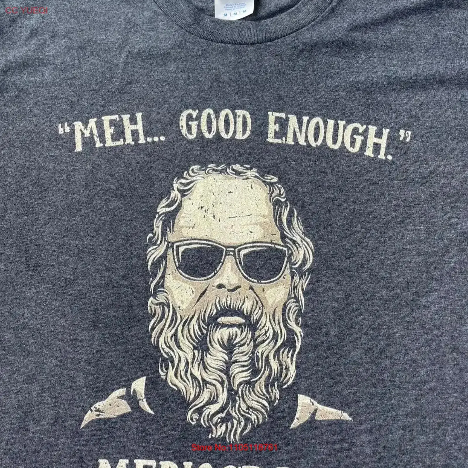 Meh bon assez t-shirt drôle médiodécrates sarcastiques Socrates philosophie grecque vintage lavé unisexe respirant homme