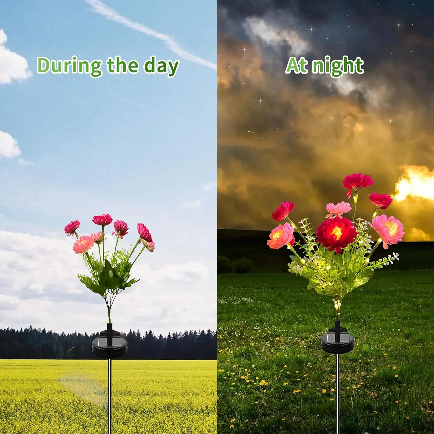 LED Solar Lamp 7 Head Solar Powered Snow Lotus Flower Light Waterproof Lawn Patio Walkway Garden Outdoor Villa Yard Decorative