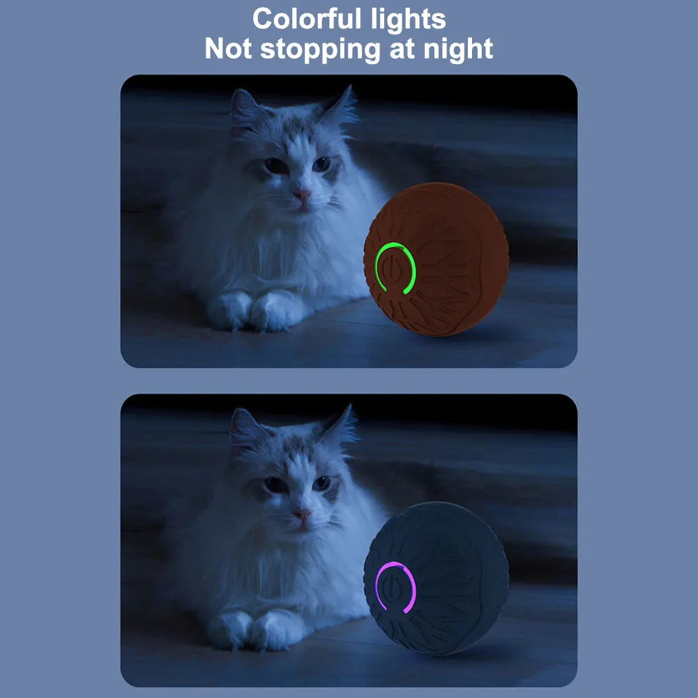 Cat Interactive Ball Toys USB Rechargeable Automatic Rolling Ball Funny Cat Toys Fast Rolling Ball for Indoor Cat Kitten