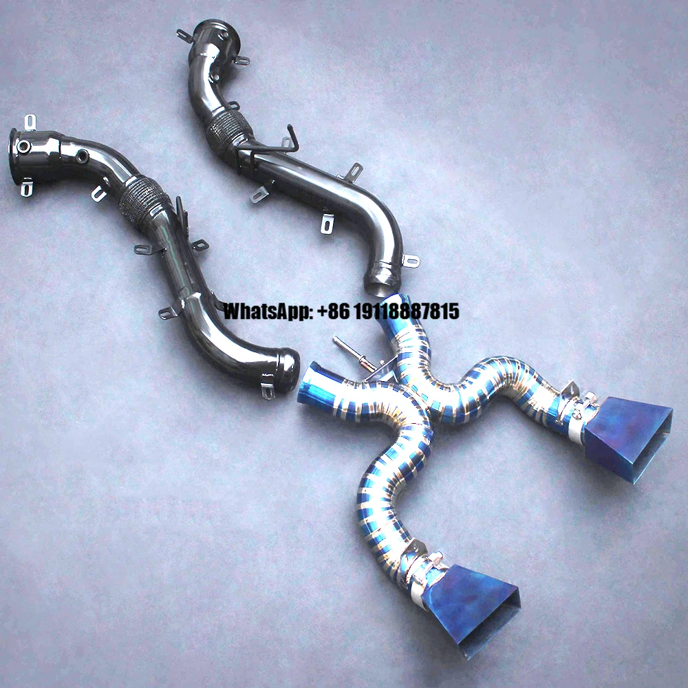 Sistema de Escape Completo OBM MM Vacuum Valve para Tuning de Carros Esportivos McLaren MP4-12C 650S 675LT 3.8 com Downpipe e Axleback em Titânio