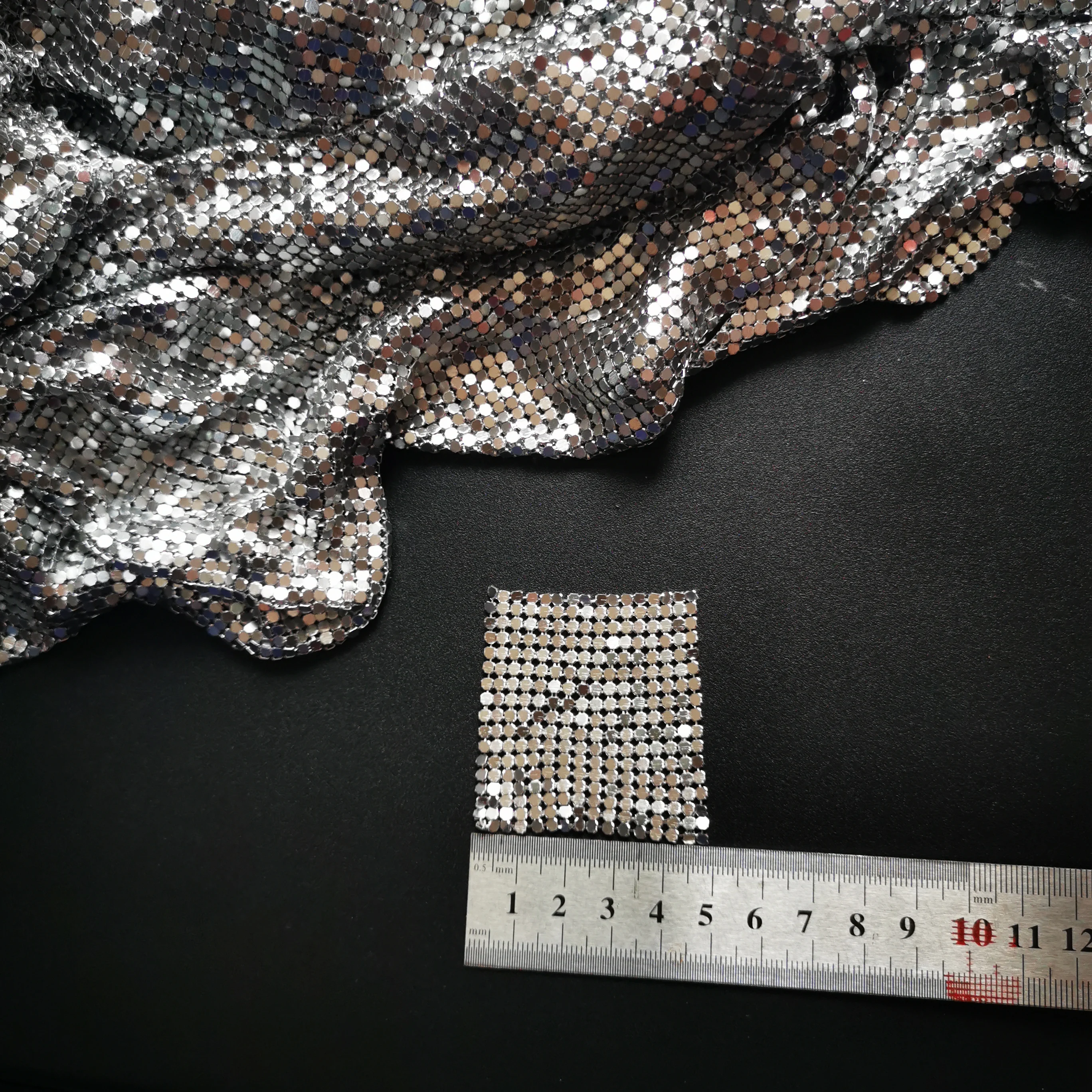 1pc 5*5cm Silver Aluminum Sequin Fabric Metal Sequin Fabric