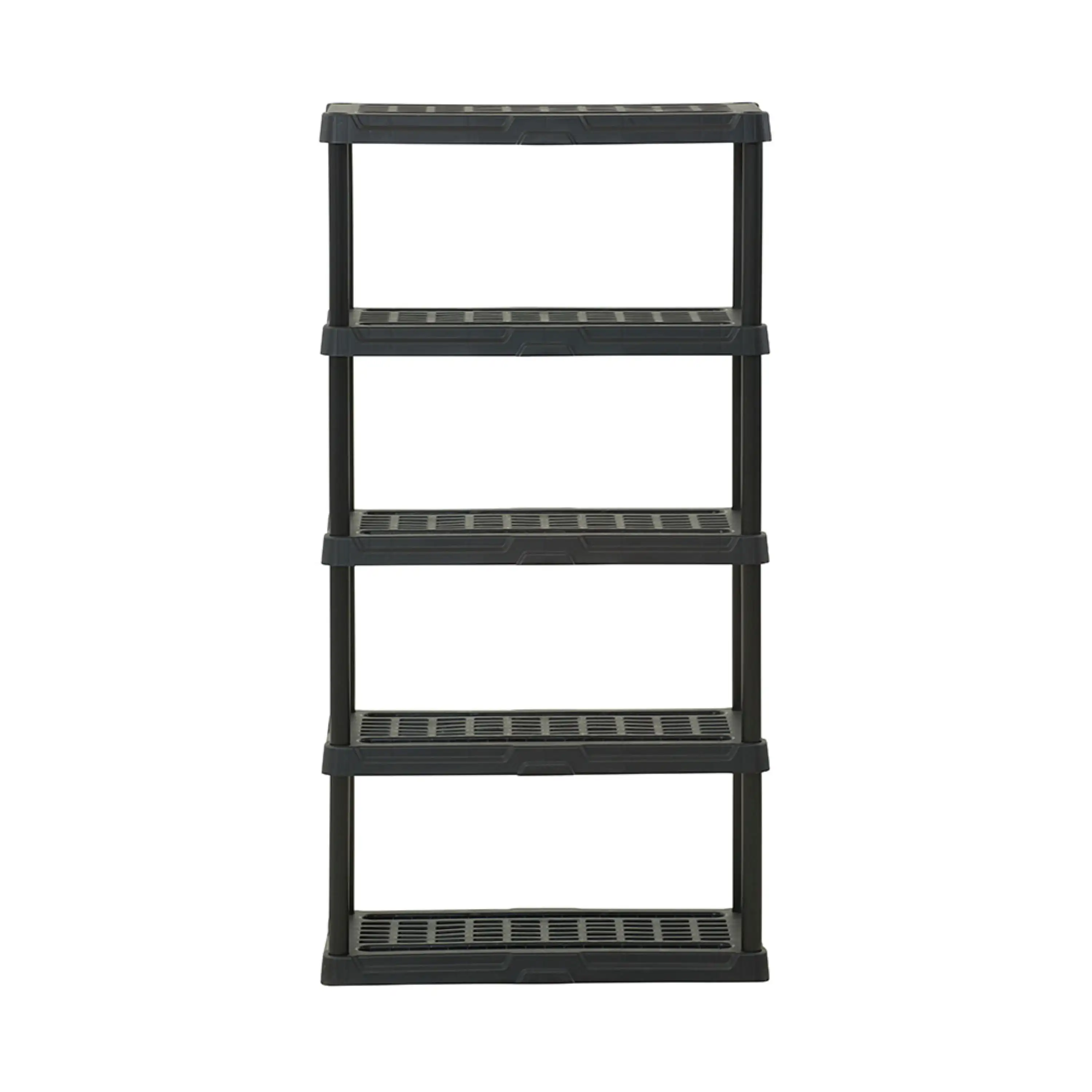 

Black Plastic 5-Tier 72" H x 36" W x 18" D, 750lb Total Capacity shelves dish storage bathroom organizer