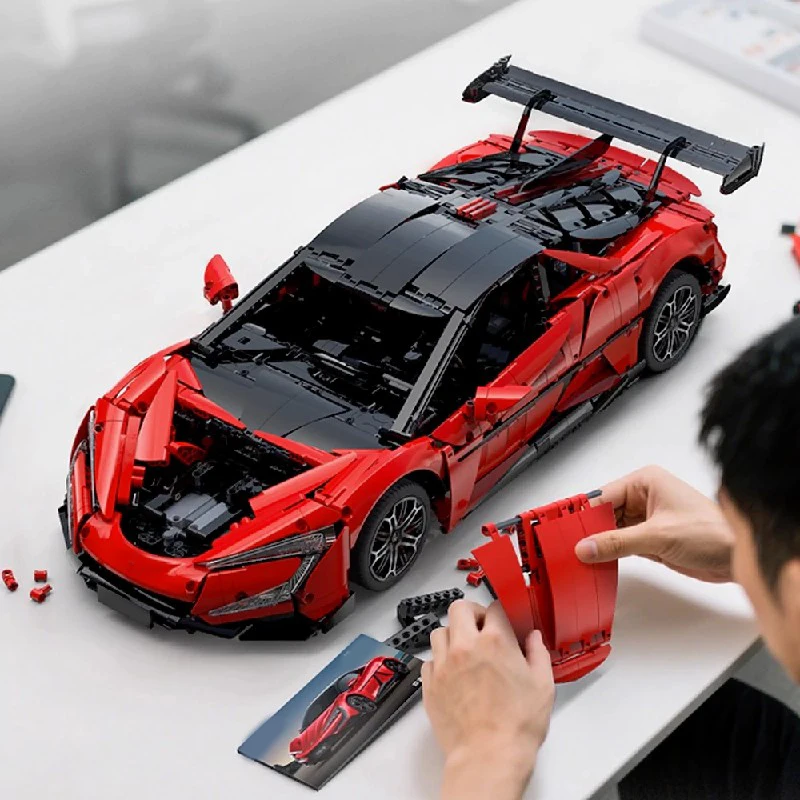 3671PCS Technik Car Building Blocks Set City Red Supercar Sports Vehicle Model Kit Creative Vehicle Model Toys Boys Adults Gifts