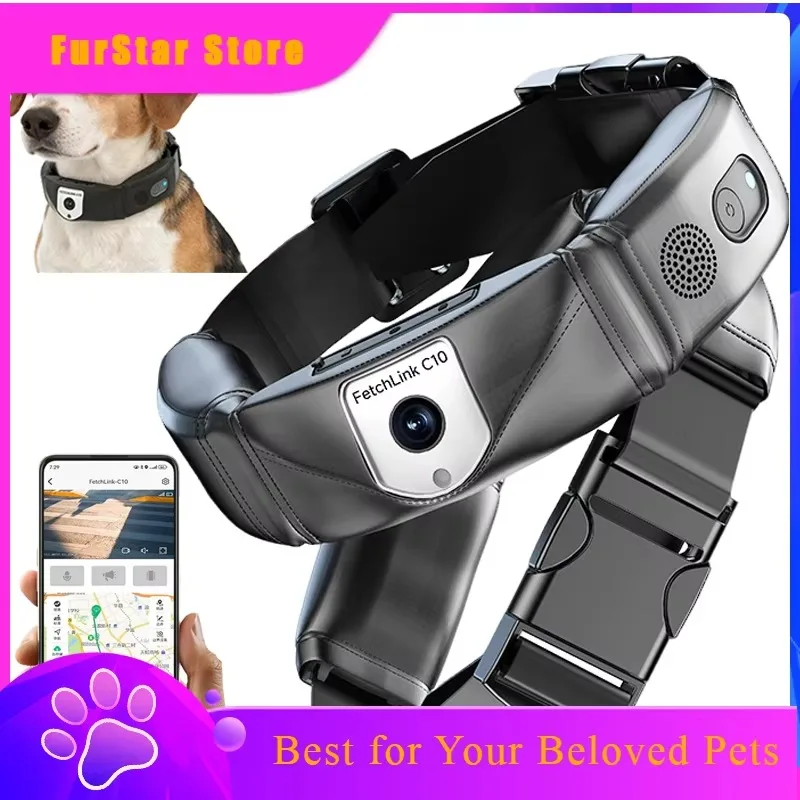 FurStarSmart GPS Pet Tracker Collar With Live Video Rechargeable Pet GPS Tracker Pet Health Monitor Multifunctional Dog Training