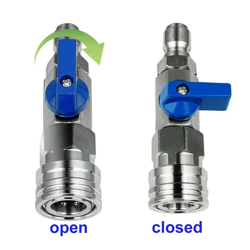 1 Piece High Pressure Washer Ball Valve Kit 3/8 NPT Quick Connector 4500 PSI Silver&Blue Metal For Power Washer Hose