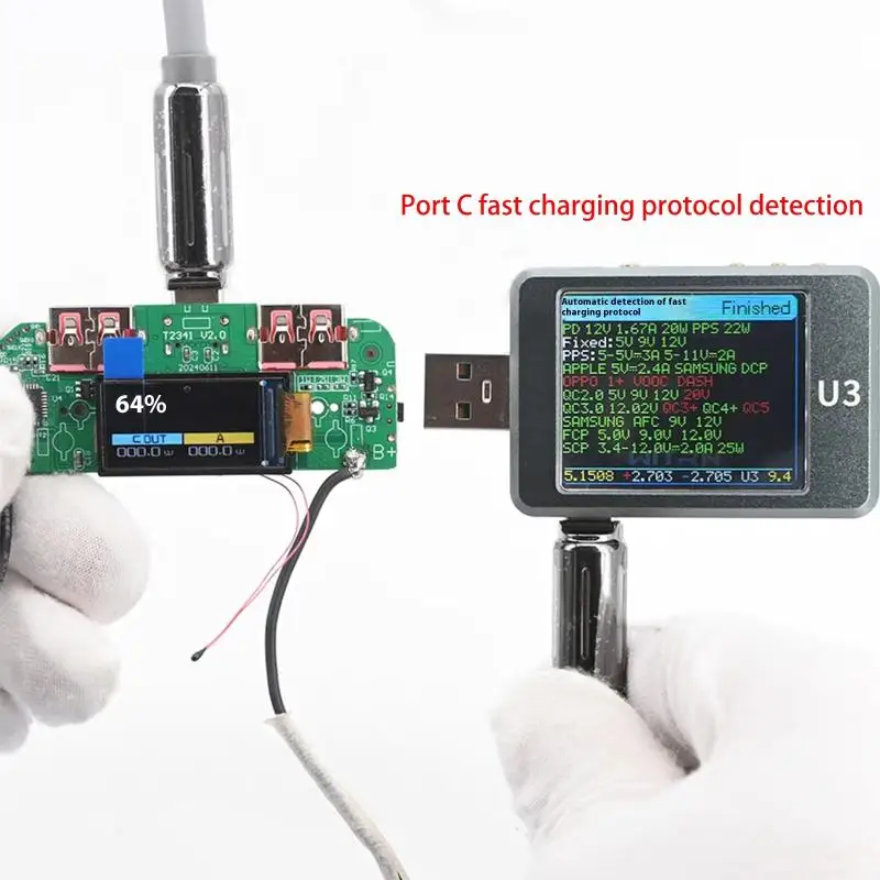 1 Buah Modul Daya Seluler Konverter Buck Pengisian Cepat Dua Arah untuk Motherboard Daya DIY dengan Layar USB Tipe C, 22.5W