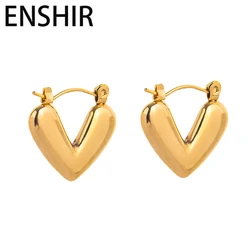 ENSHIR 316L Stainless Steel Irregular Love Heart Earrings for Women Vintage Design Jewelry Gifts Wholesale
