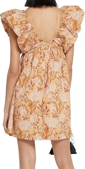 Boho Floral Print Bow Women Dress 2025 Summer Sexy V Neck Puffed Sleeves A Line Mini Dresses Beach Vacation Sundress Vestidos