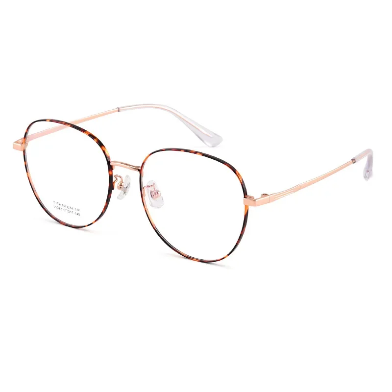 57-17-145 High Quality Pure Titanium Large Frame round Frame Plain Glasses Myopia Glasses Rim Pure Frame