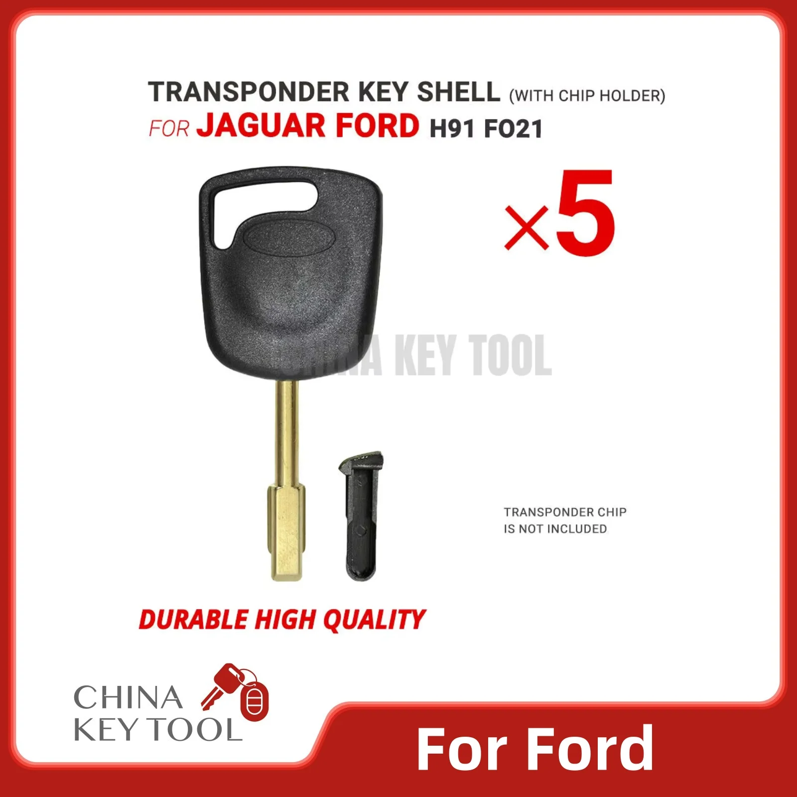 5x Key Shell 6-Cut Tibbe Style Blade H91 FO21 for Jaguar ,For Ford with Chip Holder