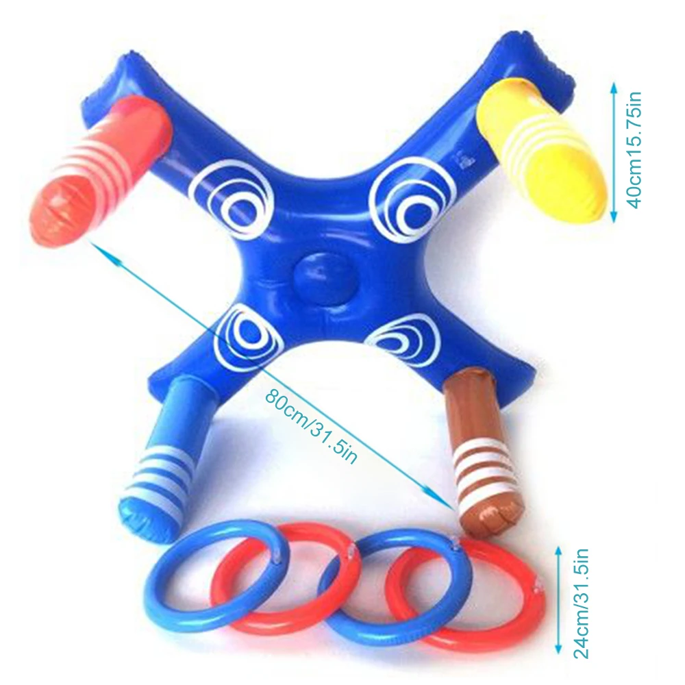 Ensemble de jeu de lancer de virole gonflable, jouets de piscine flottants, jouet d\'eau amusant pour la plage, accessoires de piscine extérieure, été