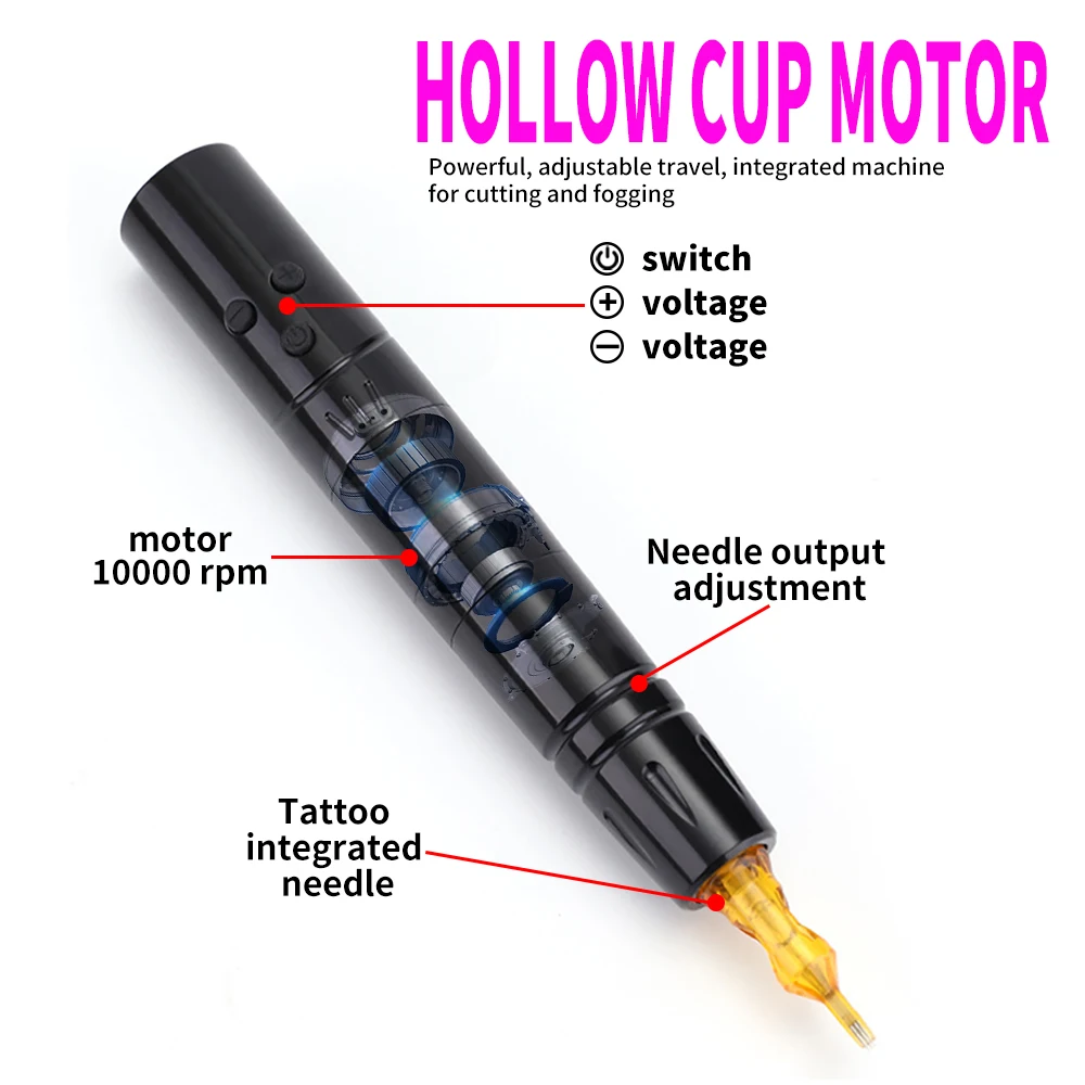 Factory Direct Rechargeable Wireless Pen High Quality Motor Tattoo Machines Y12 Digital Tattoo Gun Rotary Tattoo Pen Machine
