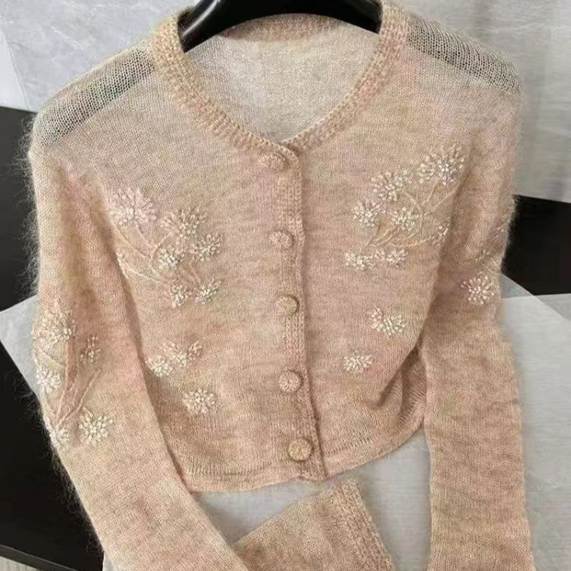 Women Skin Crochet Wool Cardigan Women Autumn Sweater